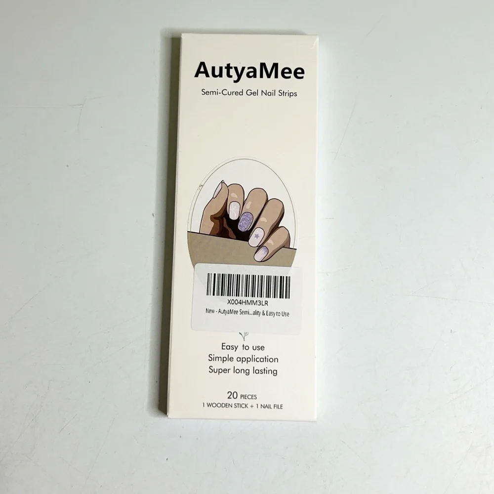 Purple Sparkling Star Semi-Cured Gel Nail Strip Set
